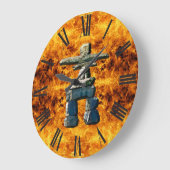 Grande Horloge Ronde Inukshuk et feu Pierres de l'esprit amérindien (Angle)