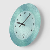 Grande Horloge Ronde Iridescente Shimmerger texture d'image turquoise (Angle)