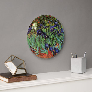 Grande Horloge Ronde Iris de Vincent van Gogh, Art du jardin vintage