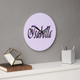 Grande Horloge Ronde Isabella Nom En Violet Et Rose,