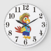 Grande Horloge Ronde Islandais Parrot Round Clock (Recto)