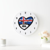 Grande Horloge Ronde Islande Code du pays ISL Coeur du drapeau (Maison)