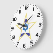 Grande Horloge Ronde Israeli Flag Star of David Gold Trimmed (Angle)