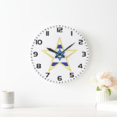 Grande Horloge Ronde Israeli Flag Star of David Gold Trimmed (Maison)