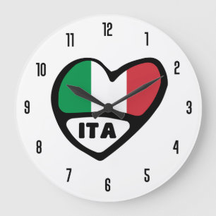 Grande Horloge Ronde Italie Code pays ITA Drapeau Coeur
