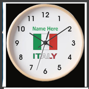 Grande Horloge Ronde Italy and Italian Flag Personalized