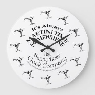 GRANDE HORLOGE RONDE IT'S ALWAYS MARTINI TIME SOMEWHERE WALL CLOCK