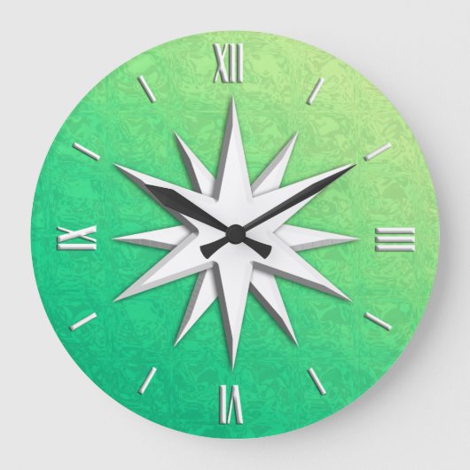 Grande Horloge Ronde Ivory compass rose - peridot green background (Recto)