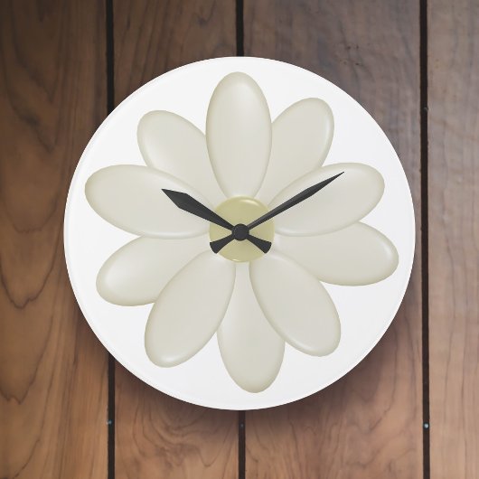 Grande Horloge Ronde Ivory daisy Flower Kitchen Clock