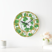 Grande Horloge Ronde Ivy sur blanc Patiné (Maison)