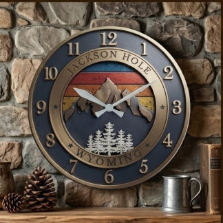 Grande Horloge Ronde Jackson Hole Wyoming Vintage Sunset Mountain