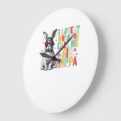 Grande Horloge Ronde J'adore quand tu m'appelles Big Hoppa Bunny Pâques (Angle)