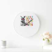 Grande Horloge Ronde J'adore quand tu m'appelles Big Hoppa Bunny Pâques (Maison)