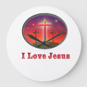 Grande Horloge Ronde J'aime des cadeaux de Jésus