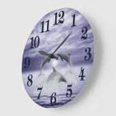 Grande Horloge Ronde J'aime des dauphins (Angle)