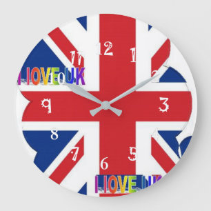 Grande Horloge Ronde J'aime l'Art Print du Royaume-Uni