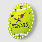 Grande Horloge Ronde J'aime le tennis - Balle de tennis (Angle)