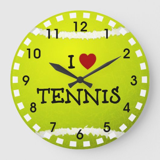 Grande Horloge Ronde J'aime le tennis - Balle de tennis (Recto)