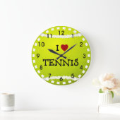 Grande Horloge Ronde J'aime le tennis - Balle de tennis (Maison)