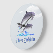 Grande Horloge Ronde J'aime les dauphins (Angle)