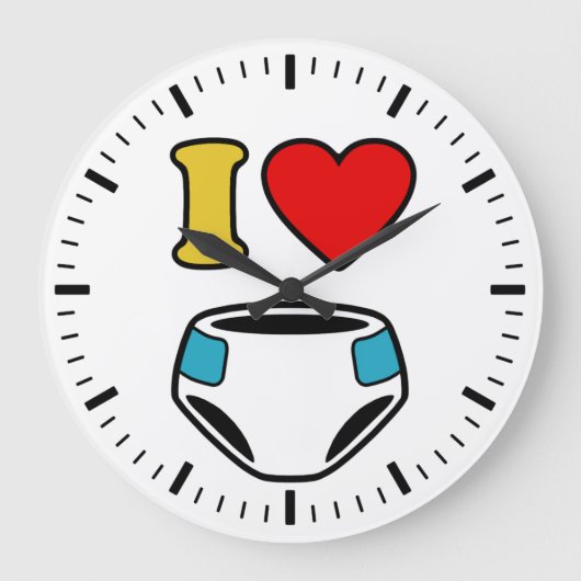 GRANDE HORLOGE RONDE J'AIME LES DIAPERS (Recto)