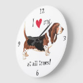 Grande Horloge Ronde J'aime ma peau de Basset (Angle)