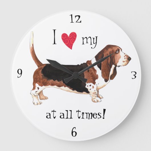 Grande Horloge Ronde J'aime ma peau de Basset (Recto)