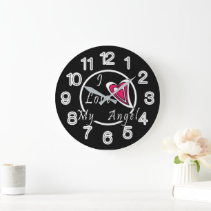 Grande Horloge Ronde J'aime mon Ange