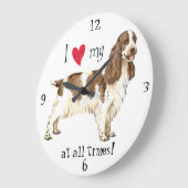 Grande Horloge Ronde J'aime mon anglais Cocker Spaniel (Angle)