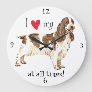 Grande Horloge Ronde J'aime mon anglais Cocker Spaniel