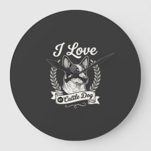 Grande Horloge Ronde J'aime mon chien de troupeau vintage amateur de ch