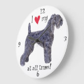 Grande Horloge Ronde J'aime mon Kerry Blue Terrier (Angle)