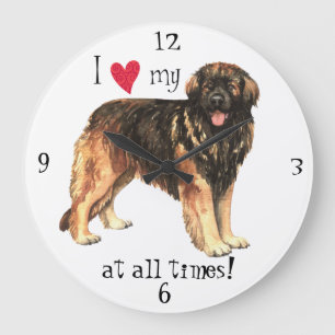 Grande Horloge Ronde J'aime mon Leonberger