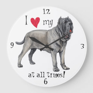 Grande Horloge Ronde J'aime mon Mastino