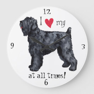 Grande Horloge Ronde J'aime mon russe noir Terrier