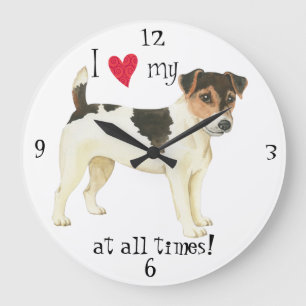 Grande Horloge Ronde J'aime mon Russell Terrier
