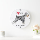 Grande Horloge Ronde J'aime mon Schnauzer standard (Maison)