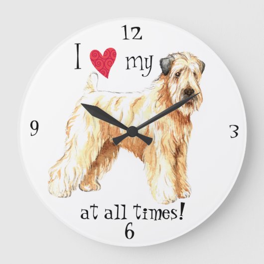 Grande Horloge Ronde J'aime mon Terrier blond comme les blés (Recto)