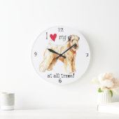 Grande Horloge Ronde J'aime mon Terrier blond comme les blés (Maison)