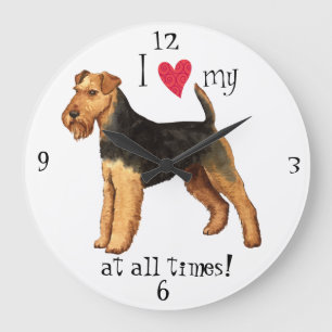 Grande Horloge Ronde J'aime mon Terrier gallois