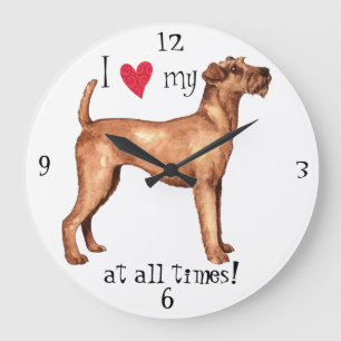 Grande Horloge Ronde J'aime mon Terrier irlandais