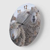 Grande Horloge Ronde Janvier Deux Moutons Visages (Angle)
