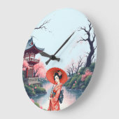 Grande Horloge Ronde Japanese Cherry Blossom Wall Clock  (Angle)
