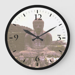 Grande Horloge Ronde Japon vintage Grand Bouddha de Kamakura touristes