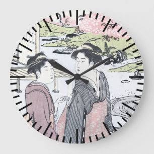 Grande Horloge Ronde Japonais Ukiyo-e Niwa aucun hanami par Eishi