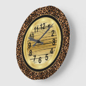Grande Horloge Ronde Jaquar Animal Print with Gold Scribble (Angle)