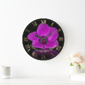 Grande Horloge Ronde Jardin cool fleuri violet (Maison)
