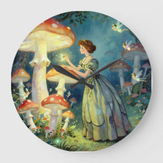 Grande Horloge Ronde Jardin de champignons géants lumineux