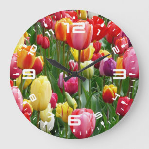Grande Horloge Ronde Jardin de fleurs de tulipes-52126