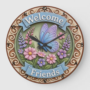 Grande Horloge Ronde Jardin de papillons Bienvenue les amis